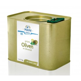 MANI Grüne Oliven in Olivenöl, bio, 4,7 kg Kanister 